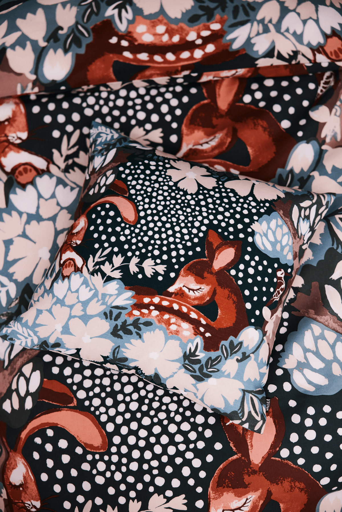 108953-7900_2; Vallila Nokosilla-pussilakanasetti Teal / 150x210 + 50x60 cm 