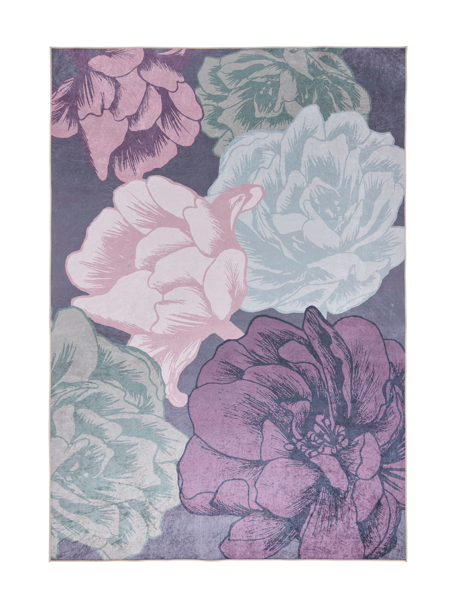 108758-7450; Vallila Juhannusruusu-matto Vihreä-malva / 160x230 cm 