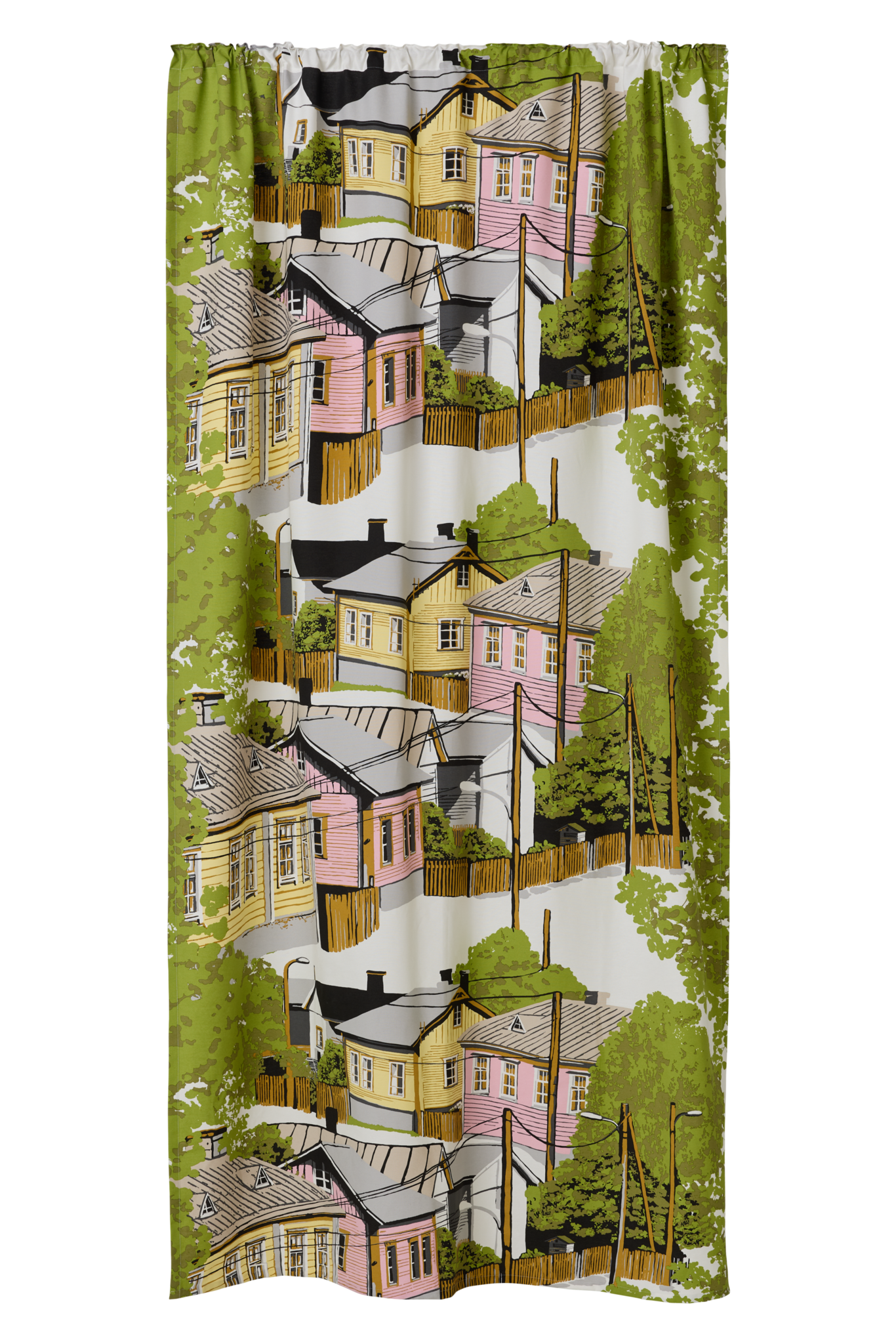 109010-4220; Vallila Naapurusto-verho Pinkki-keltainen / 140x250 cm 