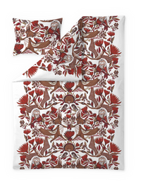 108809-4701; Vallila Fabula-pussilakanasetti Punainen-valkoinen / 150x210 cm 