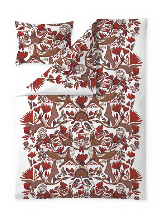 108809-4701; Vallila Fabula-pussilakanasetti Punainen-valkoinen / 150x210 cm 