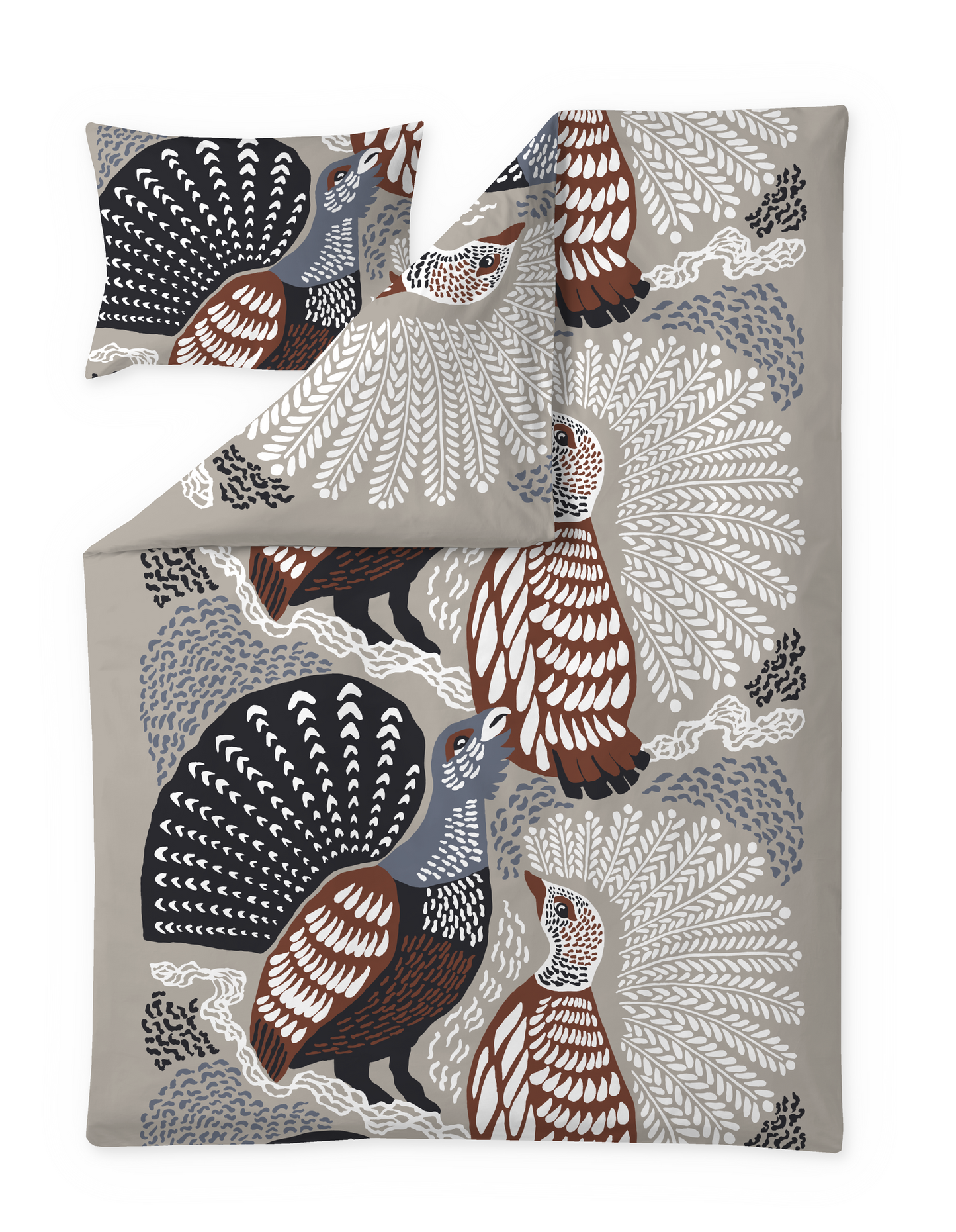 109313-1060; Vallila Metsänvartijat-pussilakanasetti Beige / Sininen / 150x210 cm 