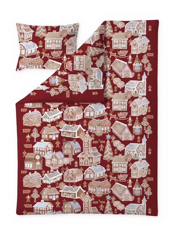 108954-4700; Vallila Piparikylä-pussilakanasetti Punainen / 150x210 cm 