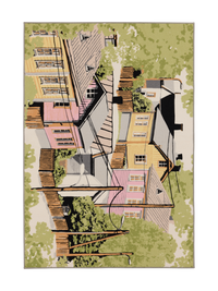 109079-4220; Vallila Naapurusto-matto Pinkki-keltainen / 133x190 cm 