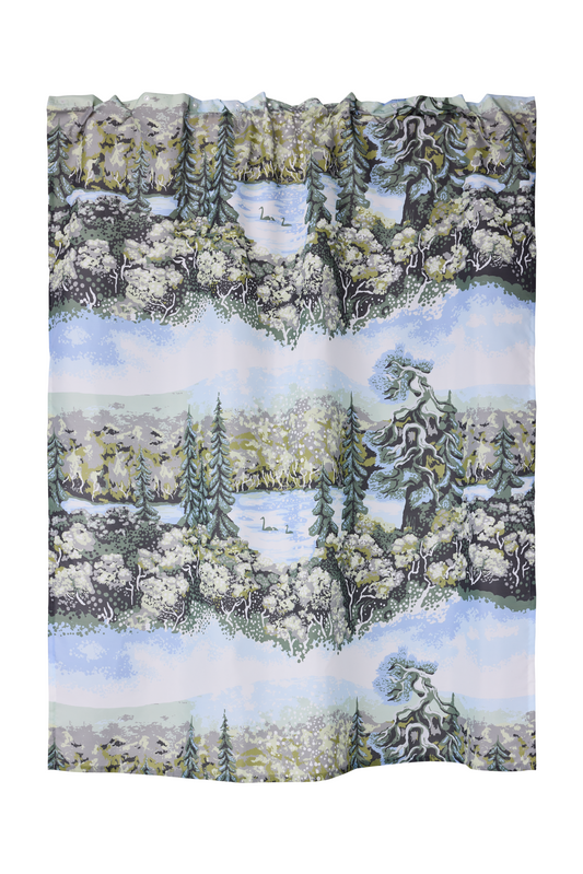 108834-6072; Vallila Muonio-suihkuverho Sininen-vihreä / 180x200 cm 