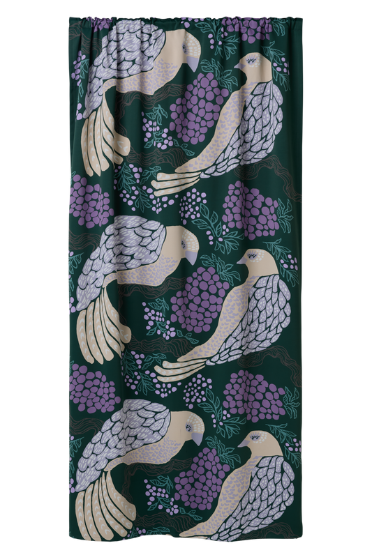 108824-7851; Vallila Viserrys-pimennysverho Vihreä-violetti / 140x250 cm 