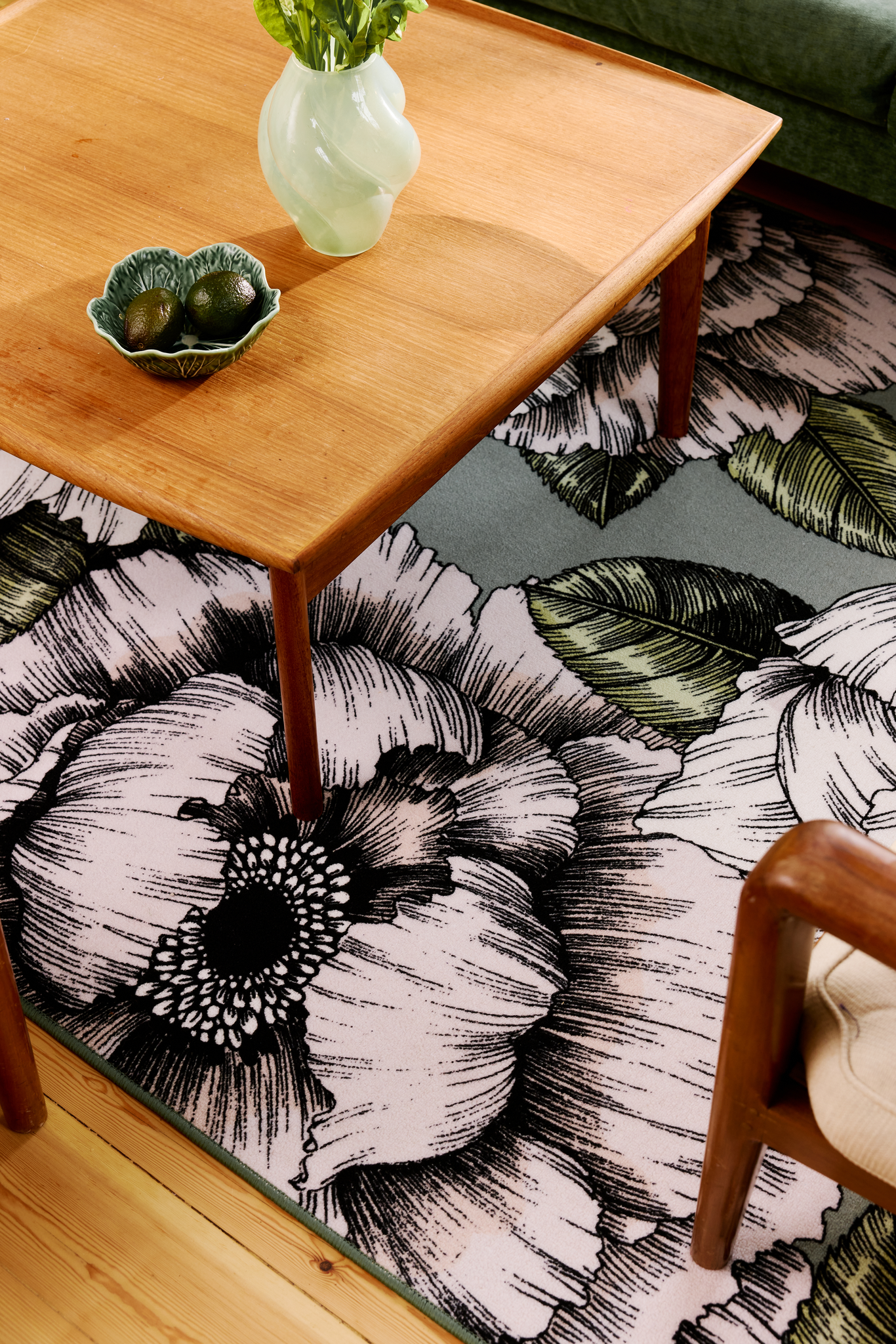 108455-7710_1; Vallila Alma-matto Salvianvihreä / 160x230 cm 