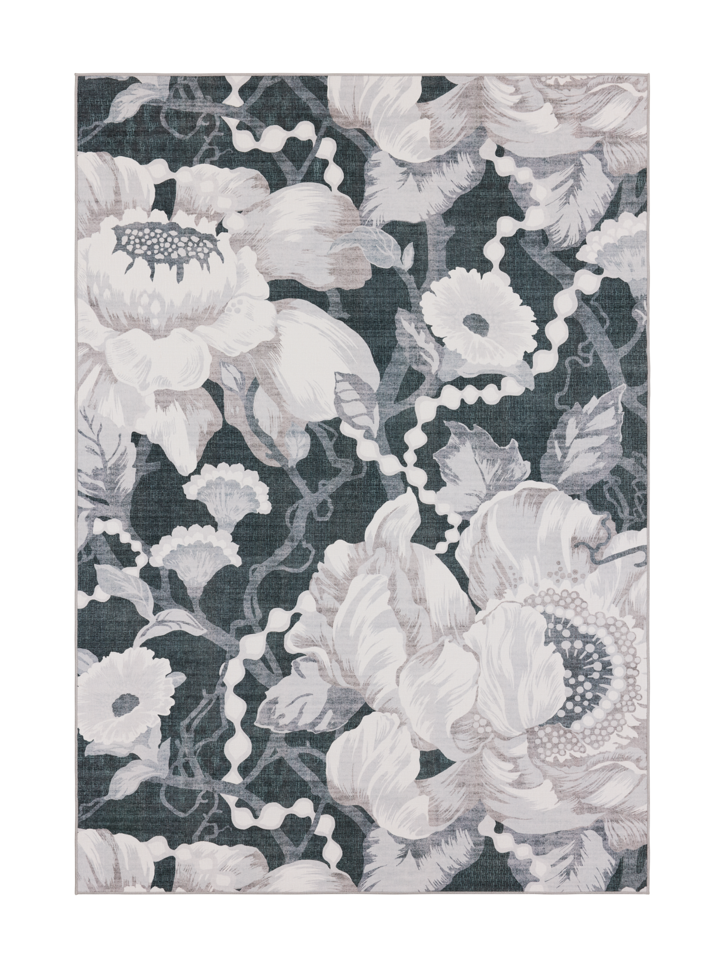 108771-9901; Vallila Romanssi-matto Musta-valkoinen / 160x230 cm 