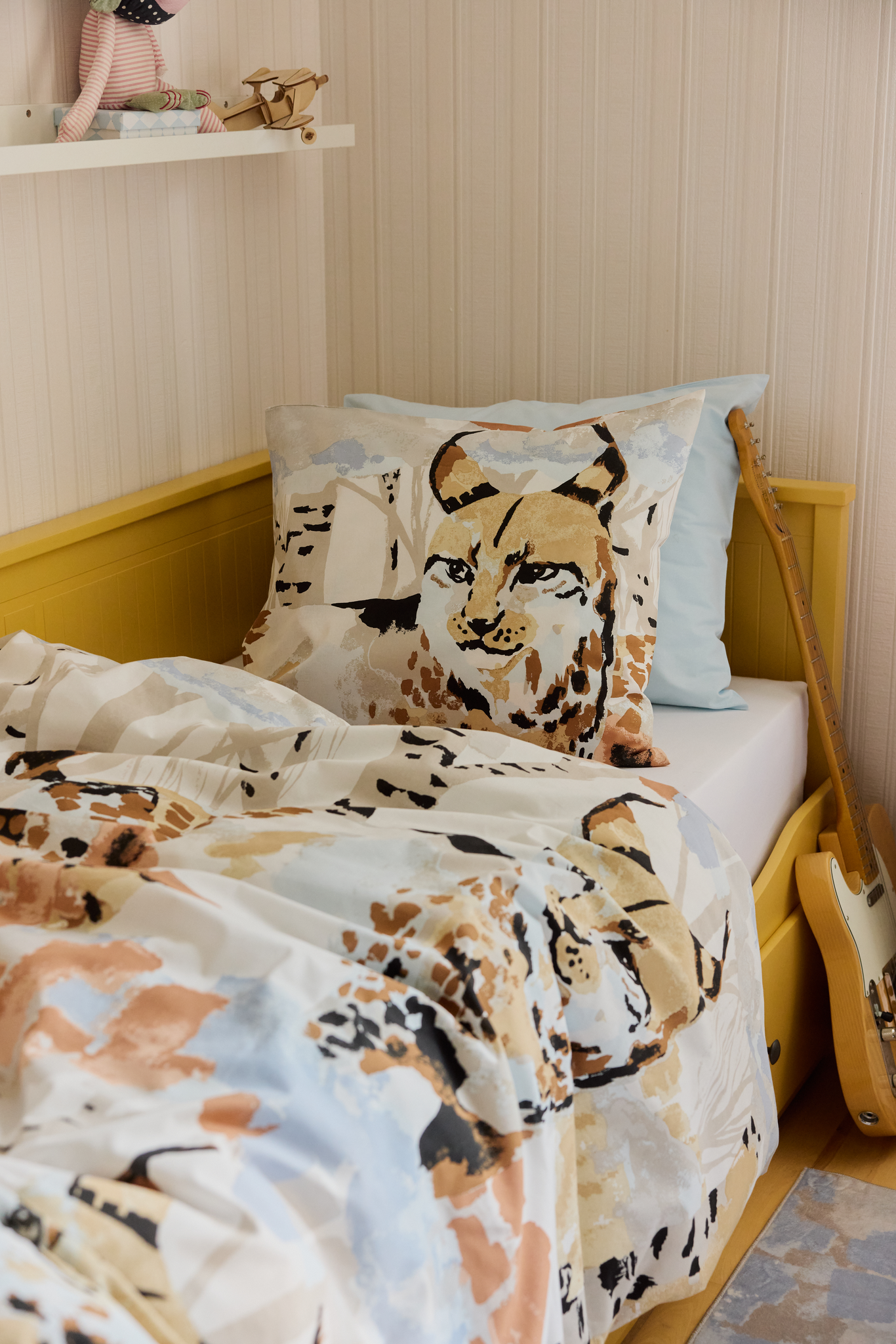 109325-1060_1; Vallila Ilves-pussilakanasetti Beige / Sininen / 150x210 cm 