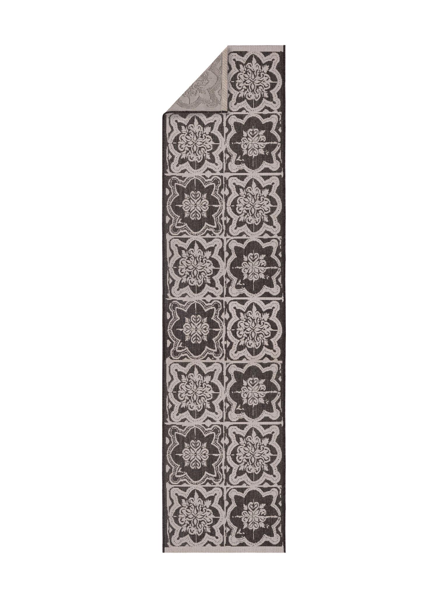 108594-9901_2; Vallila Kujakatti-käytävämatto Musta-valkoinen / 80x250 cm 