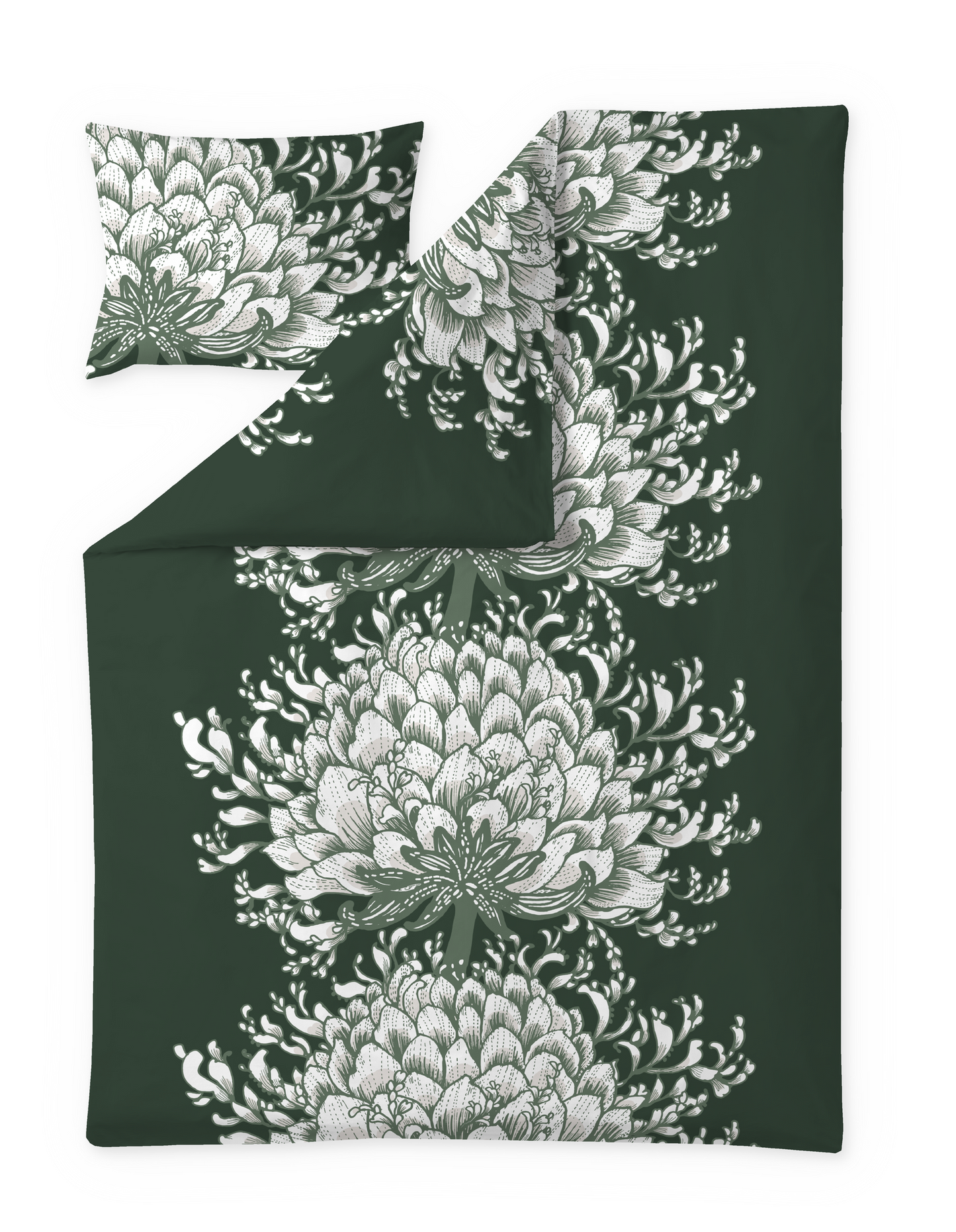 109329-7800; Vallila Memento-satiinipussilakanasetti Vihreä / 150x210 cm 