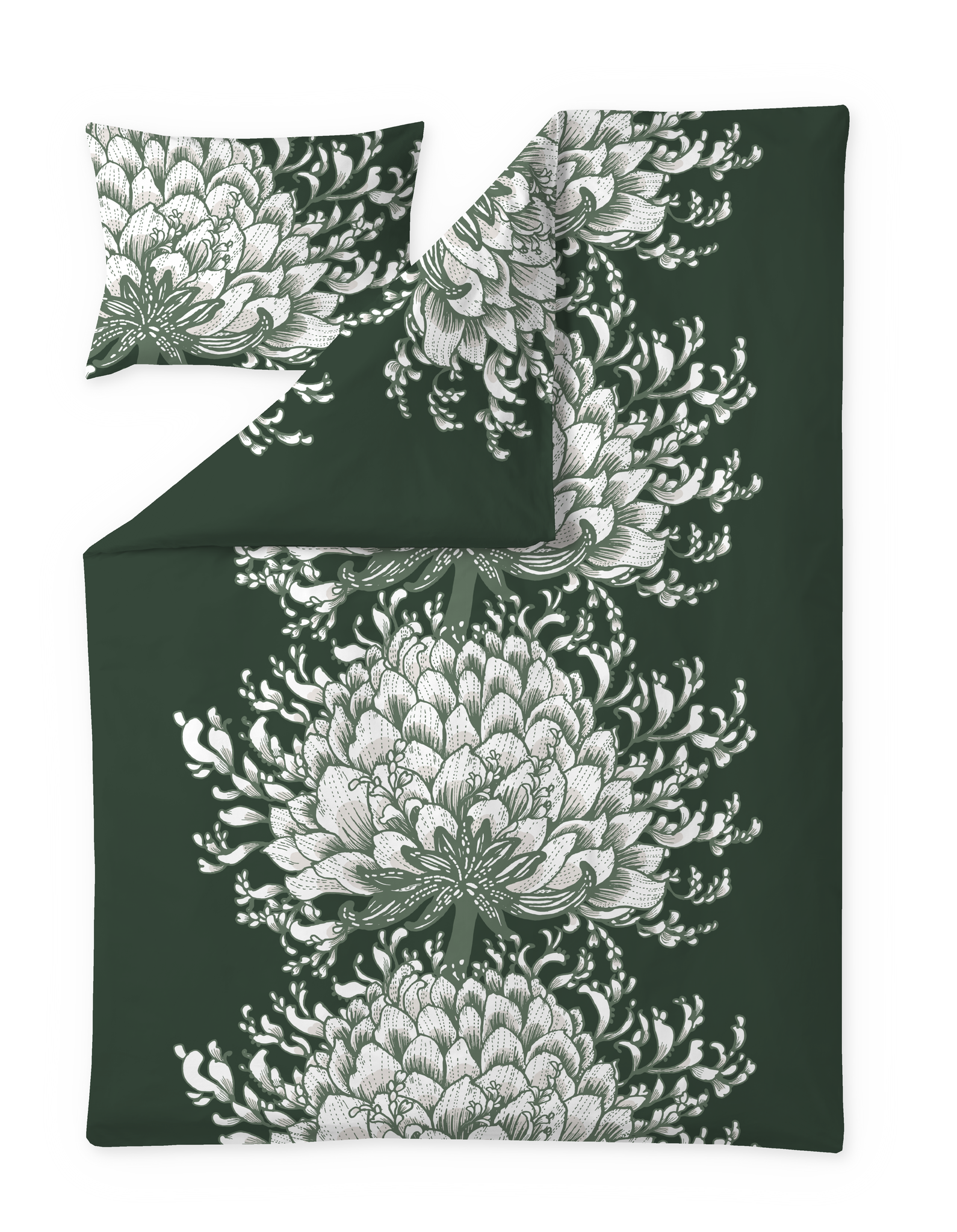 109329-7800; Vallila Memento-satiinipussilakanasetti Vihreä / 150x210 cm 
