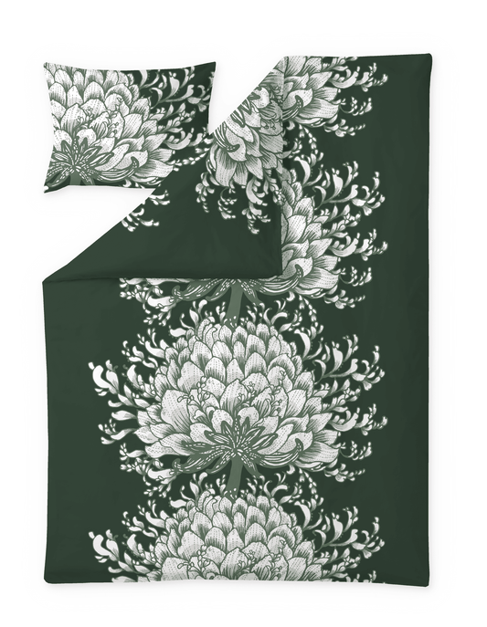 109329-7800; Vallila Memento-satiinipussilakanasetti Vihreä / 150x210 cm 