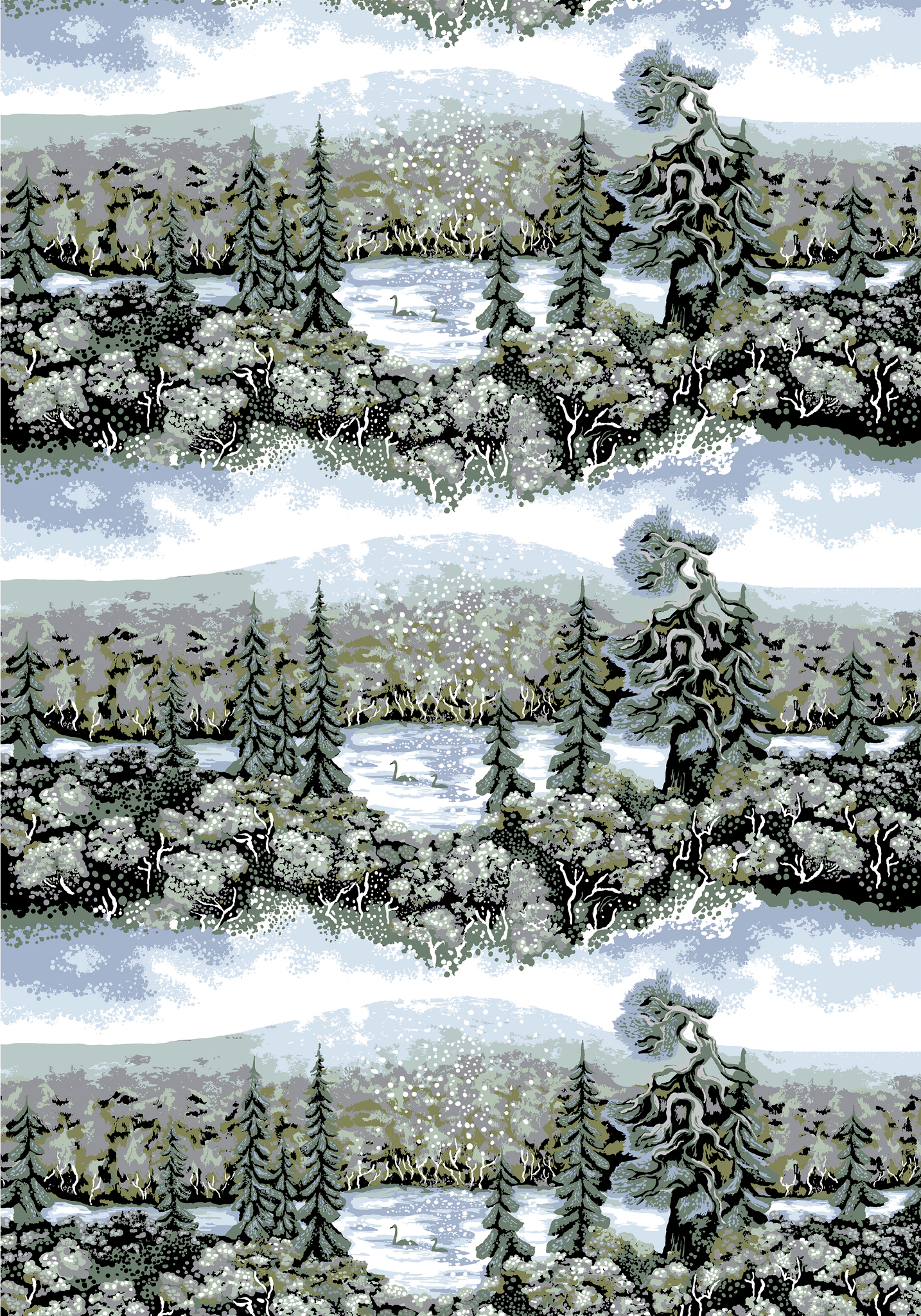 108847-6072; Vallila Muonio-kangas 150 cm Sininen-vihreä / 150 cm 