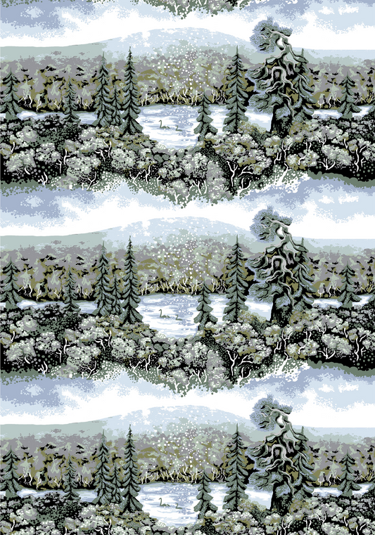 108847-6072; Vallila Muonio-kangas 150 cm Sininen-vihreä / 150 cm 