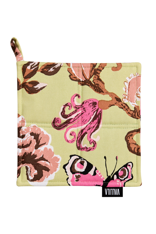 108556-7043; Vallila Fantasia-patalappu 2 kpl Vihreä-pinkki / 20x20 cm 