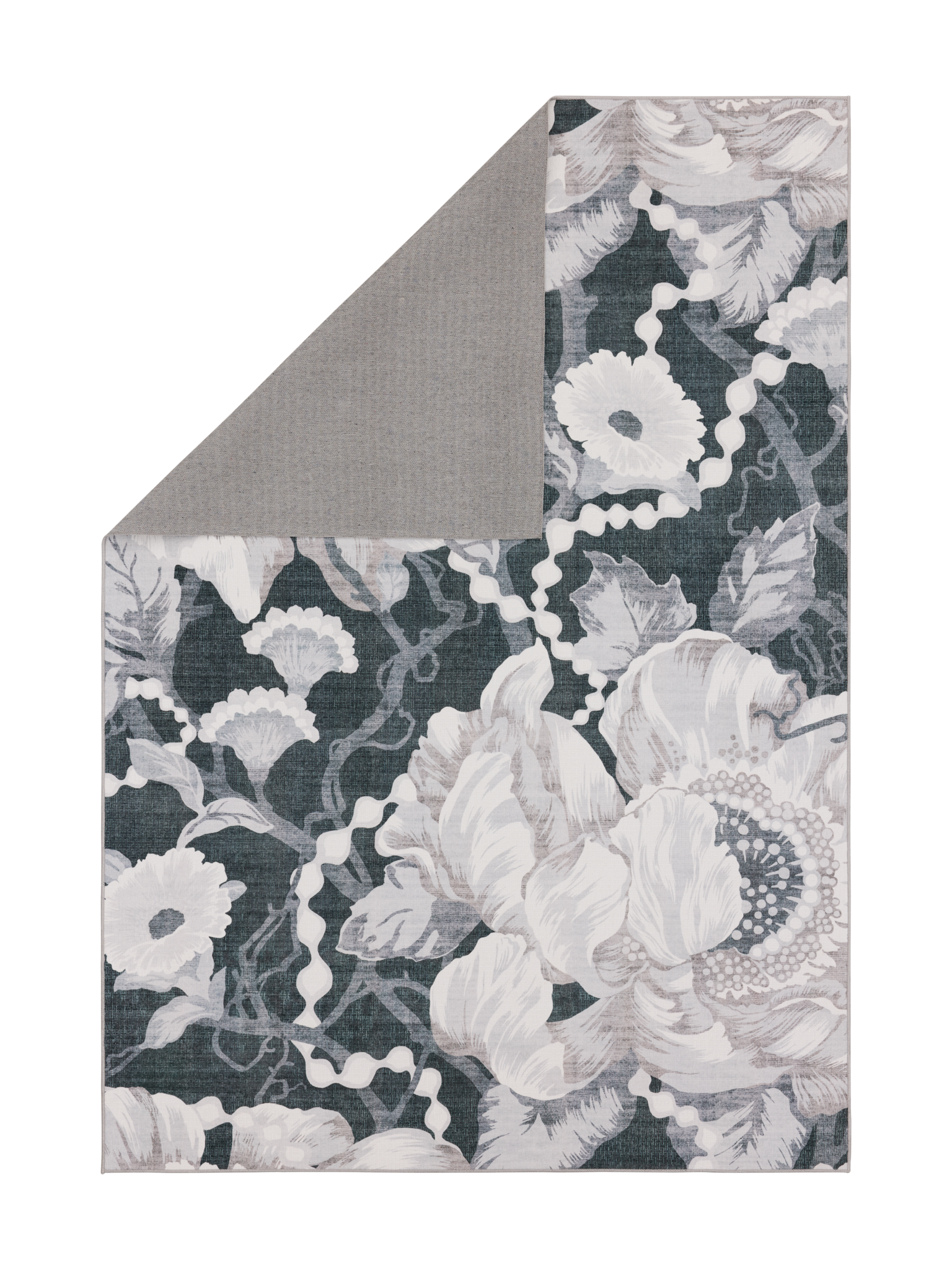 108771-9901_2; Vallila Romanssi-matto Musta-valkoinen / 160x230 cm 