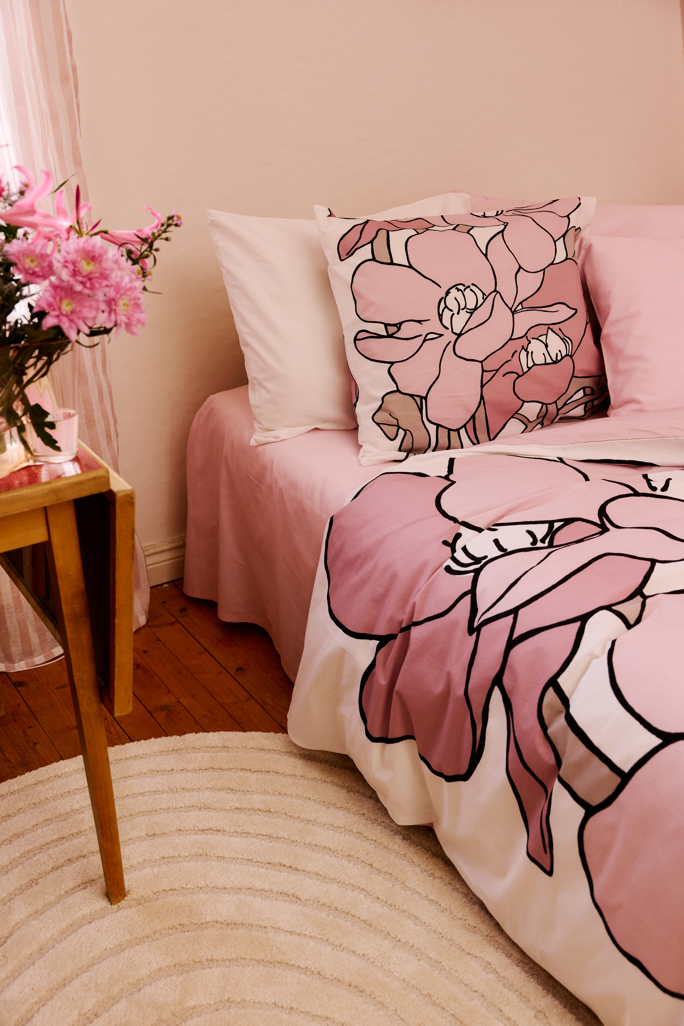 109145-4000_1; Vallila Olivia-pussilakanasetti Roosa / 150x210 cm 