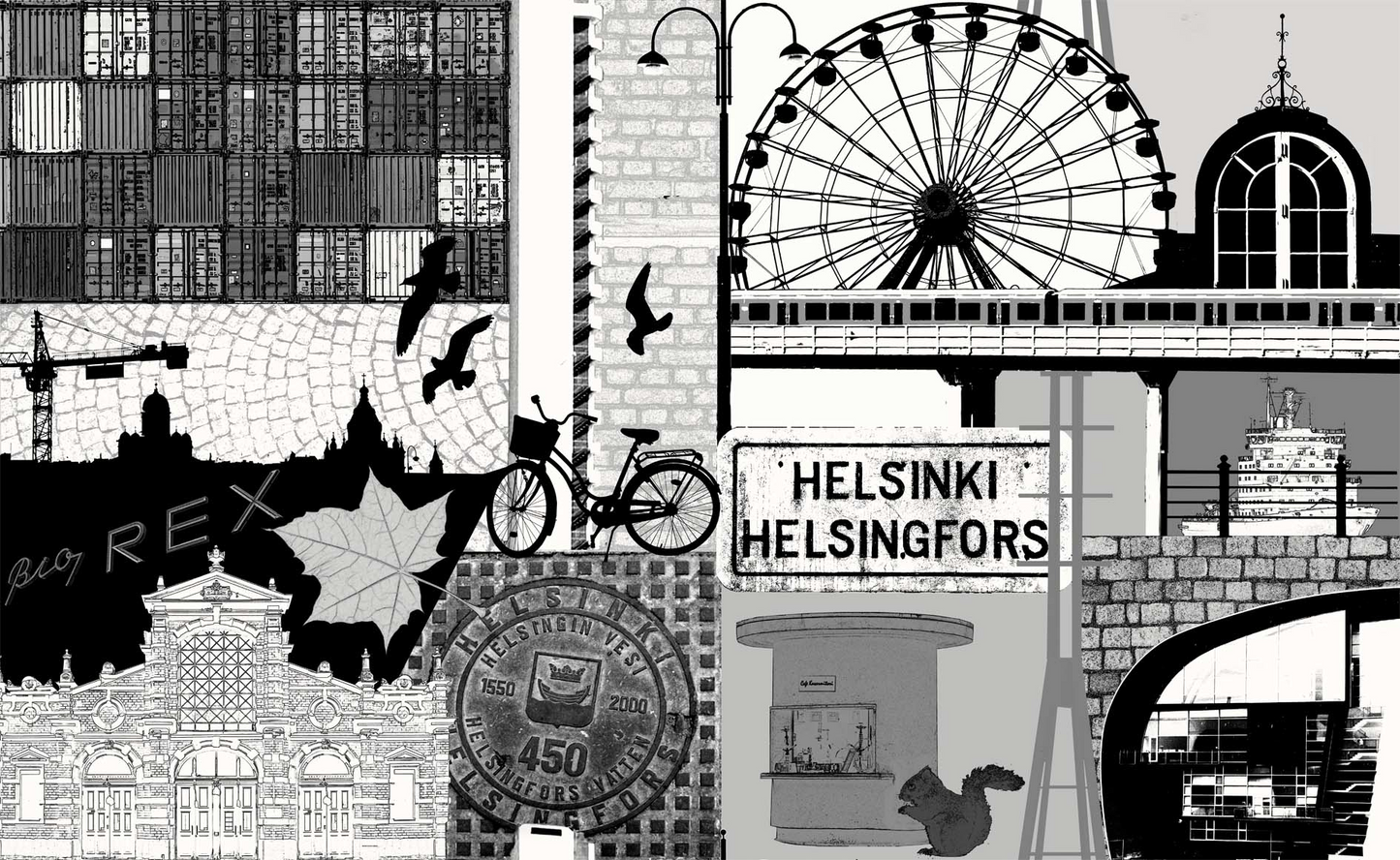 102687-13_2; Vallila Helsinki-vahakangas 145 cm Vaaleanharmaa / 145 cm 