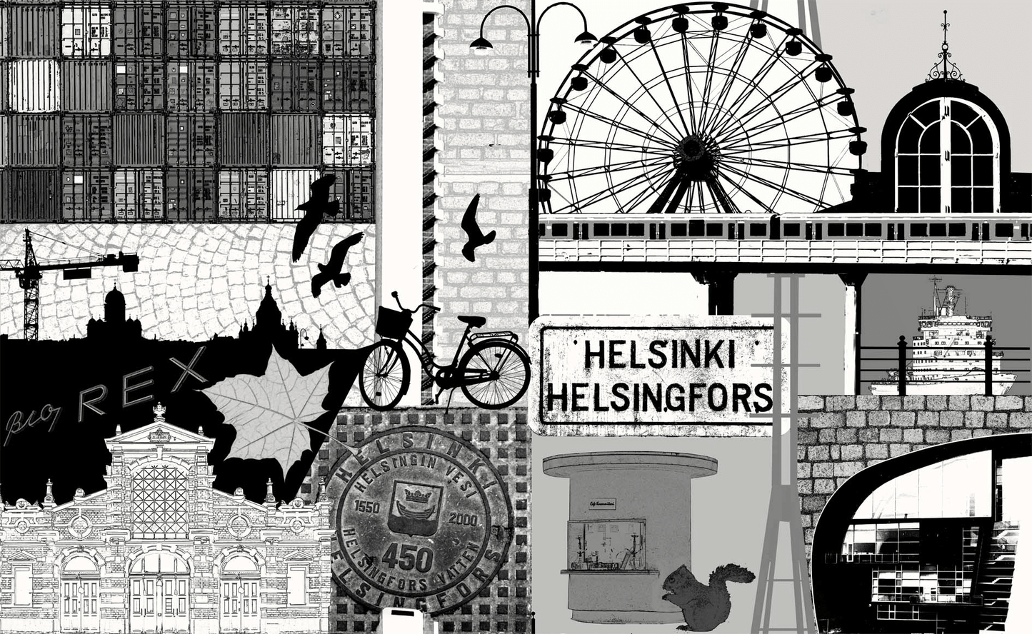 102687-13_2; Vallila Helsinki-vahakangas 145 cm Vaaleanharmaa / 145 cm 