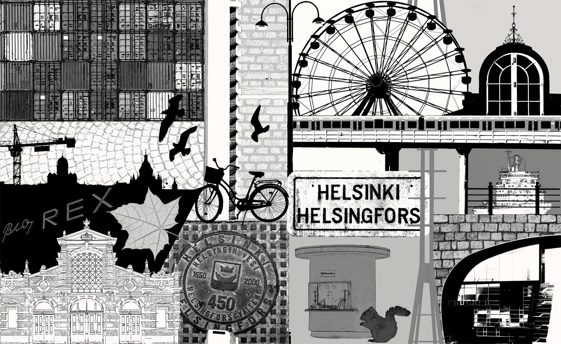 102687-13_2; Vallila Helsinki-vahakangas 145 cm Vaaleanharmaa / 145 cm 