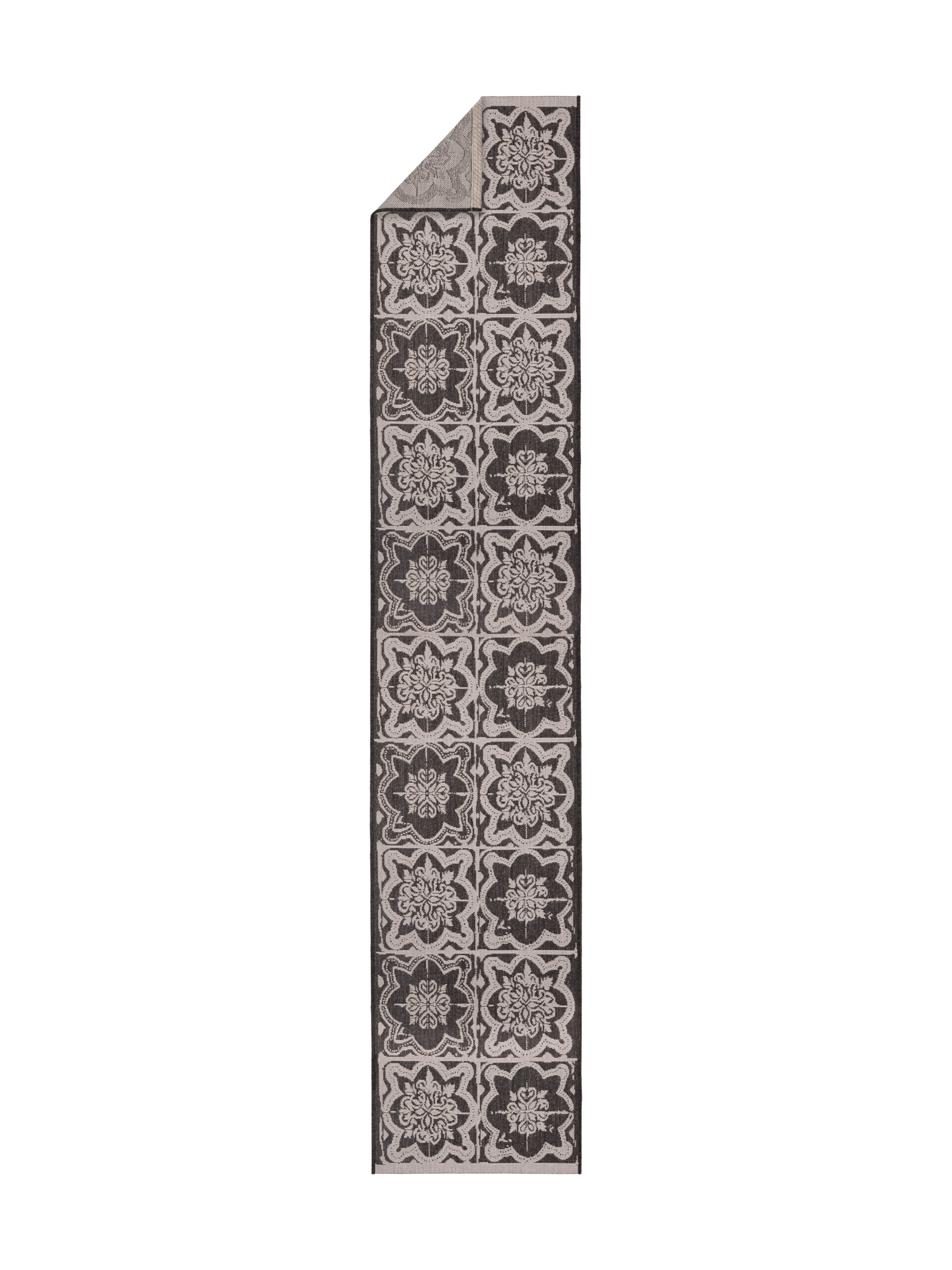 108597-9901_2; Vallila Kujakatti-käytävämatto Musta-valkoinen / 80x400 cm 