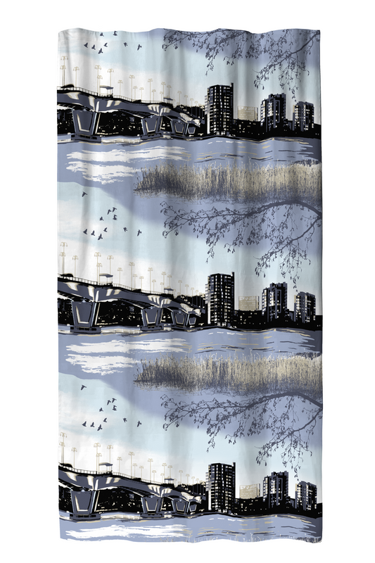108699-6103; Vallila Jyväskylä-verho Sininen / 140x250 cm 