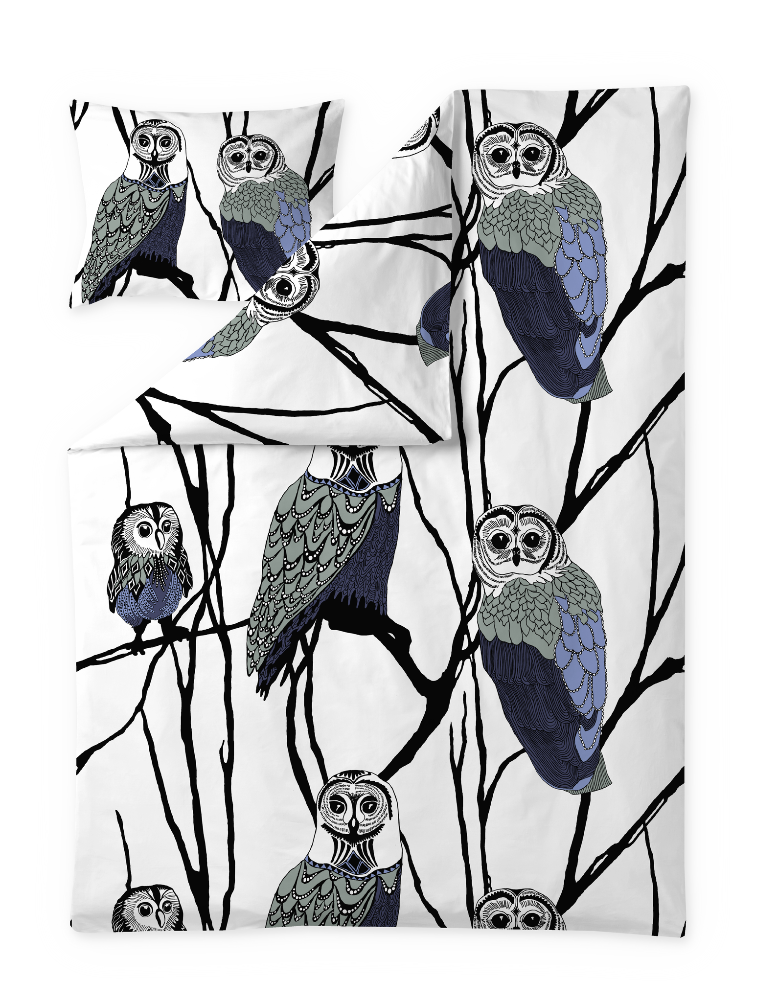 108779-6300; Vallila Huhuu-pussilakanasetti Sininen / 150x210 cm 