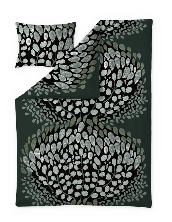 108536-7700; Vallila Sydänkukka-pussilakanasetti Vihreä / 150x210 cm 