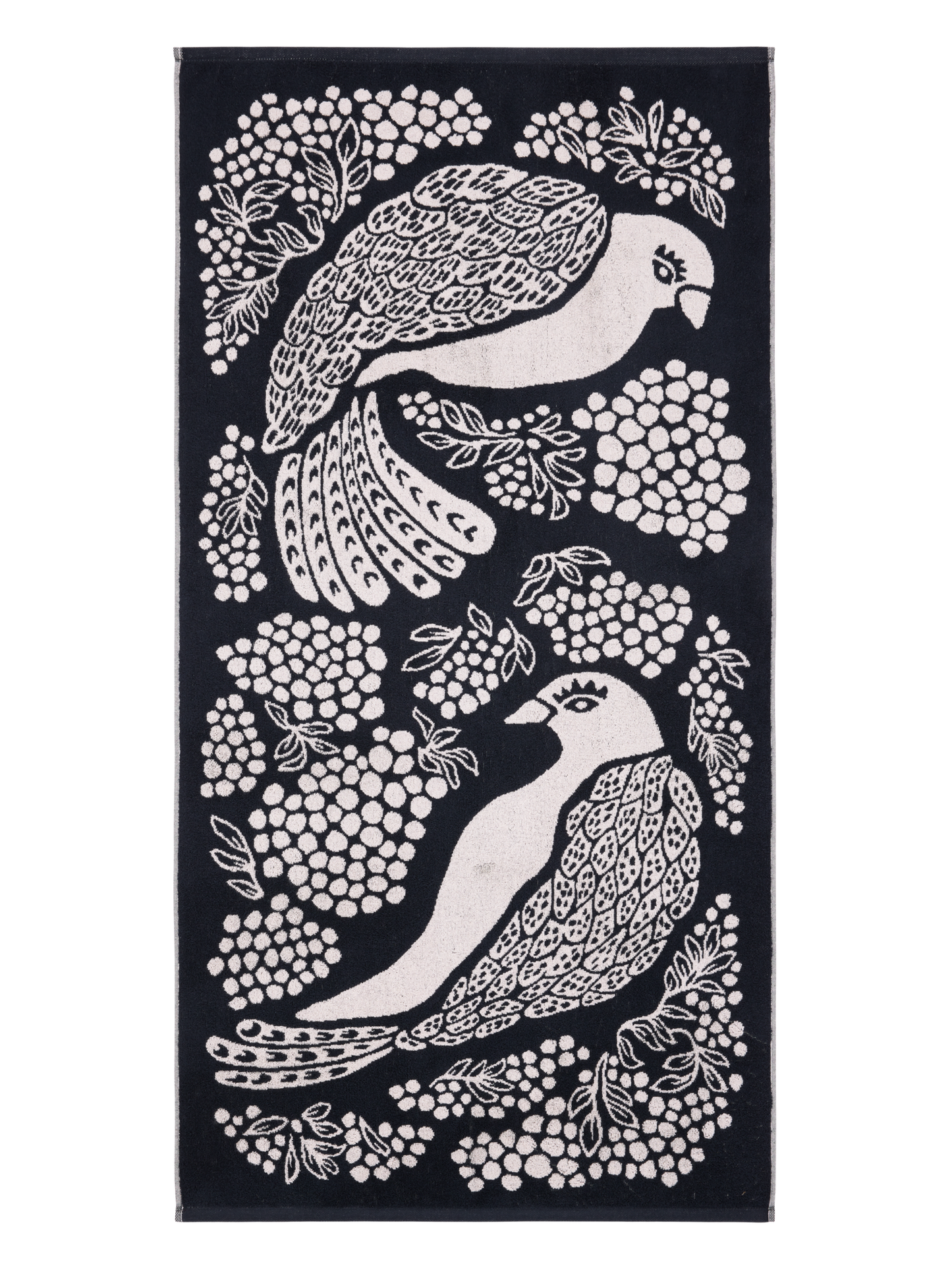 108999-9901; Vallila Viserrys-pyyhe Musta-valkoinen / 70x140 cm 