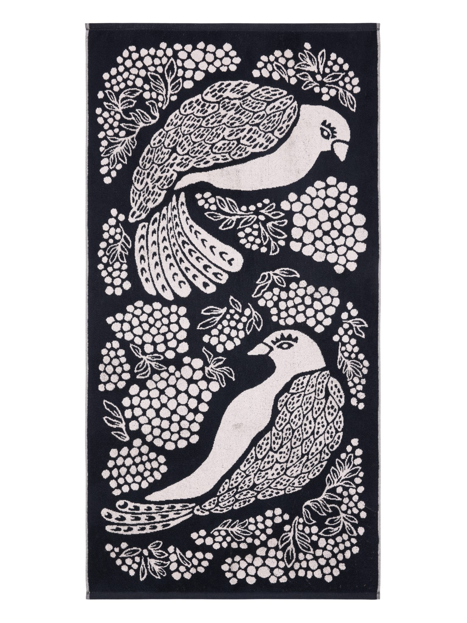 108999-9901; Vallila Viserrys-pyyhe Musta-valkoinen / 70x140 cm 