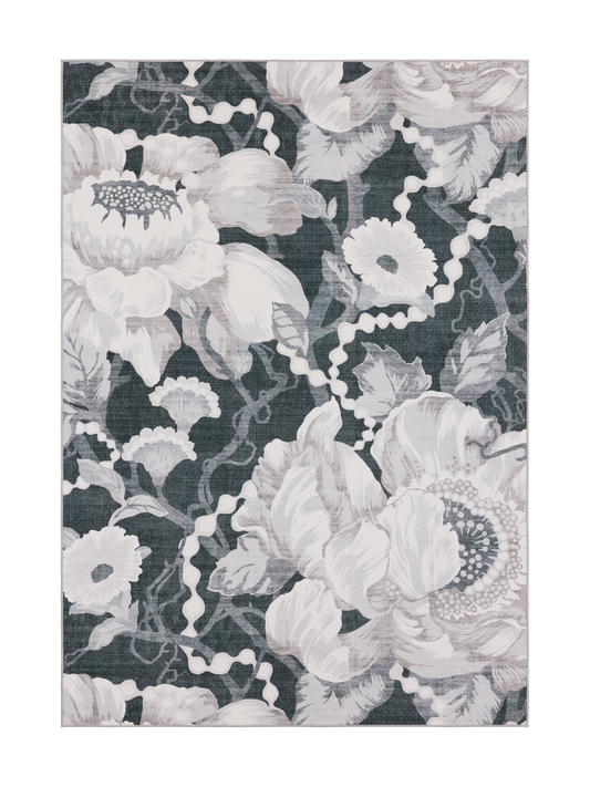 108770-9901; Vallila Romanssi-matto Musta-valkoinen / 140x200 cm 