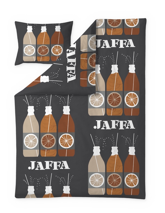 106792-9830; Vallila Jaffa-pussilakanasetti Harmaa-oranssi / 150x210 cm 