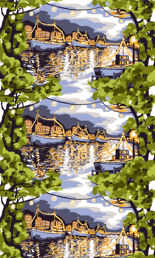 108679-7464; Vallila Ilta-kangas 150 cm Vihreä-sininen / 150 cm