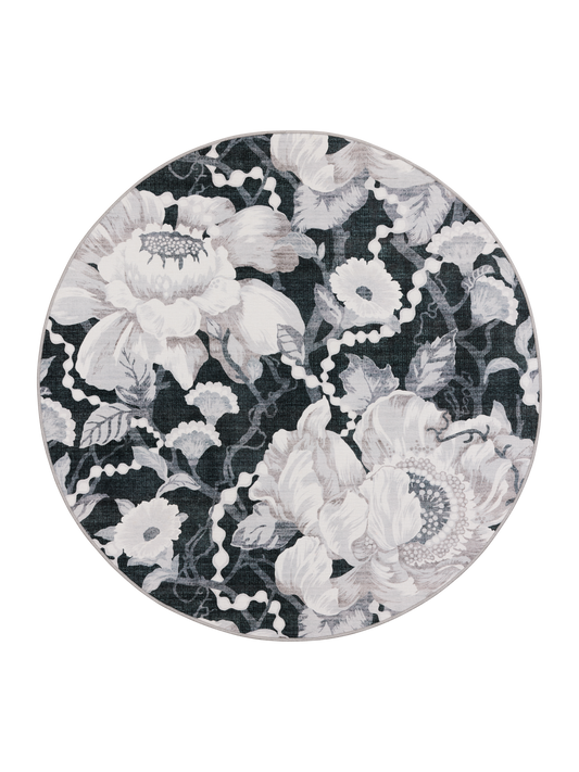 108772-9901; Vallila Romanssi-matto Musta-valkoinen / Ø120 cm 