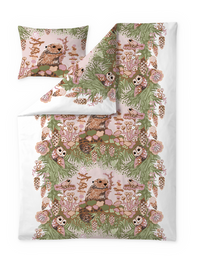 108003-7241; Vallila Alvar-pussilakanasetti Vihreä-roosa / 150x210 cm 