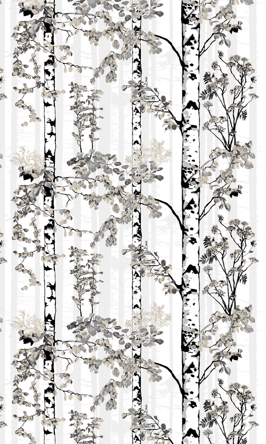 108215-9510; Vallila Luontopolku-valoverhokangas 150 cm Harmaa-beige / 150 cm 