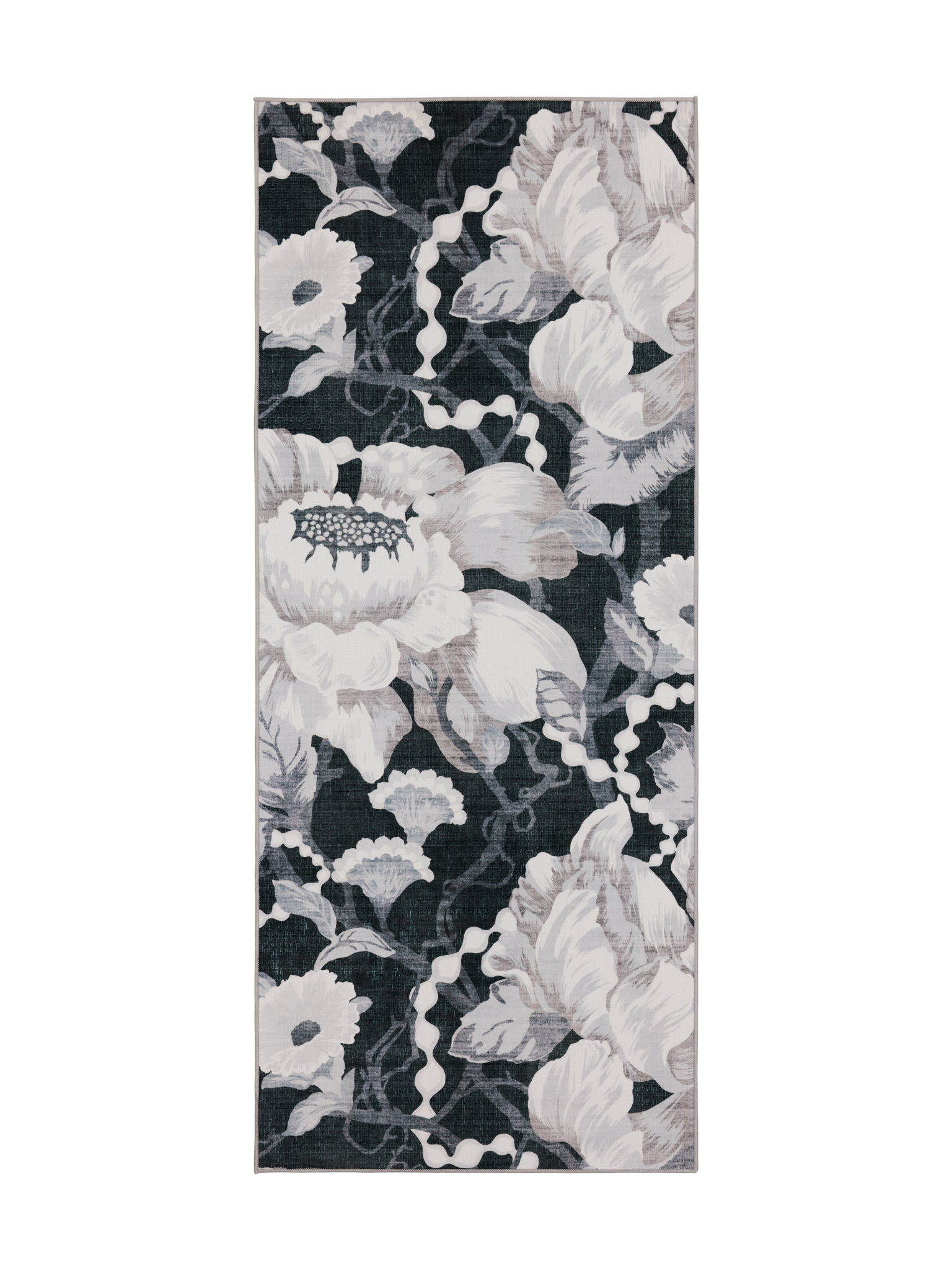 108769-9901; Vallila Romanssi-käytävämatto Musta-valkoinen / 80x200 cm 