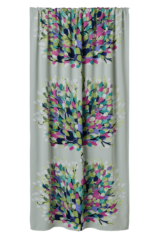 109251-7043; Vallila Aronia-pimennysverho Salvianvihreä-pinkki / 140x250 cm 