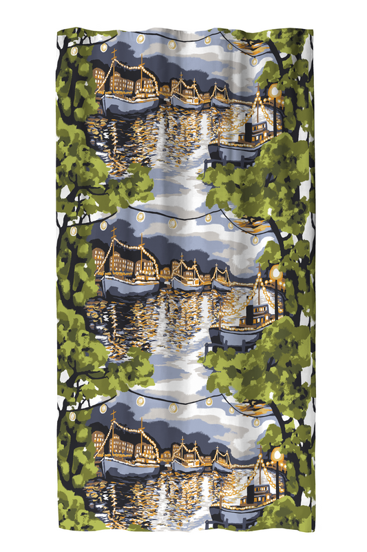 108570-7464; Vallila Ilta-verho Vihreä-sininen / 140x250 cm 
