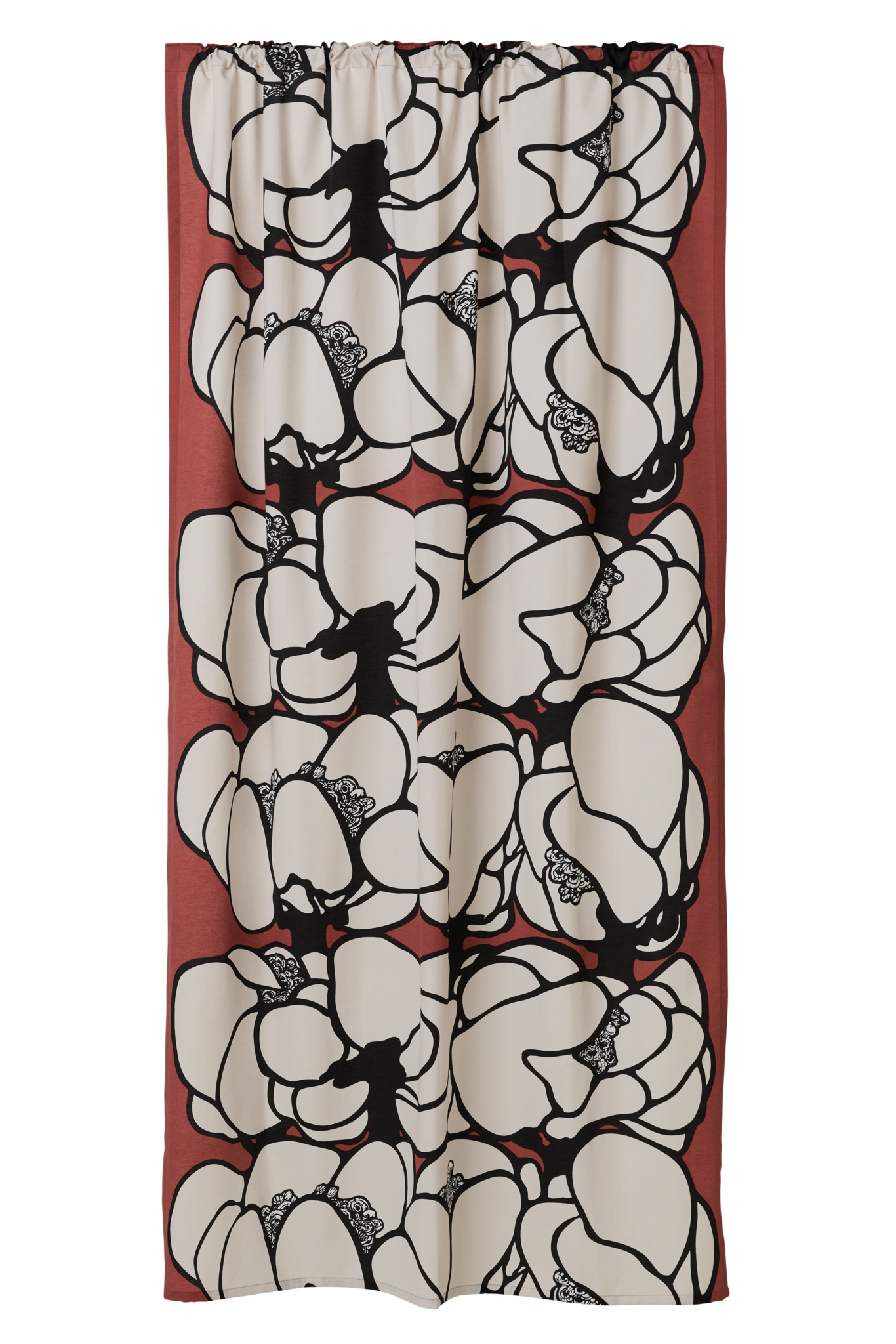 107212-4202; Vallila Makeba-verho Punainen-harmaa / 140x250 cm 