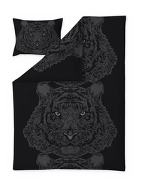 109457-9999; Vallila Tiikeri-satiinipussilakanasetti Musta / 150x210 + 50x60 cm 