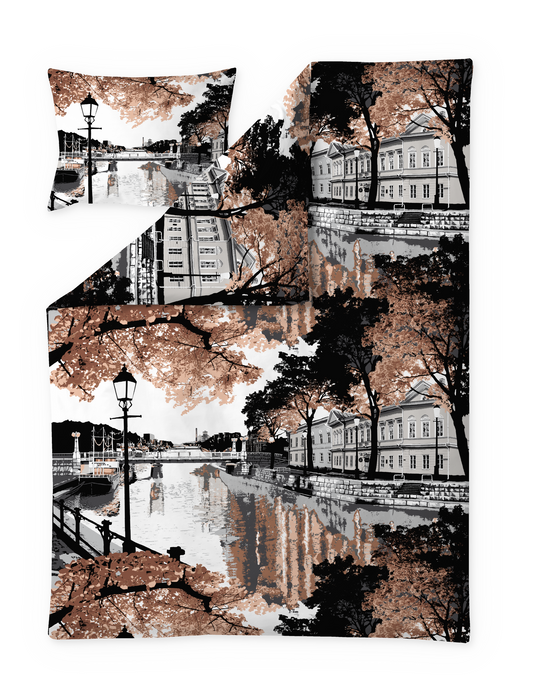 CT002900-3741; Vallila Aurajoki-pussilakanasetti Terra / 150x210 cm 