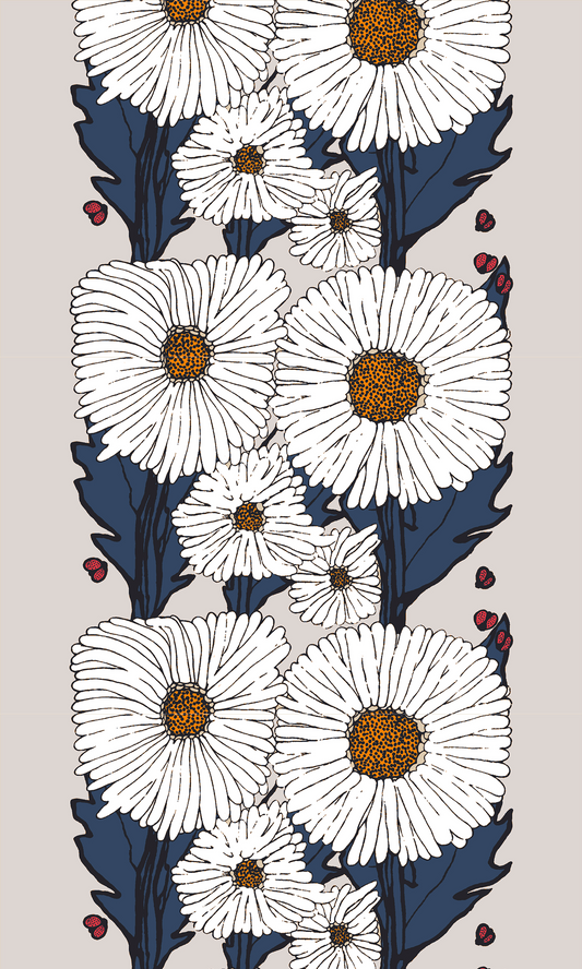 105402-6710; Vallila Hellekesä-vahakangas 145 cm Sininen-beige / 145 cm 