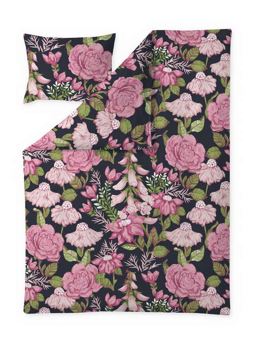 108575-4373; Vallila Lupaus-satiinipussilakanasetti Pinkki / 150x210 cm 
