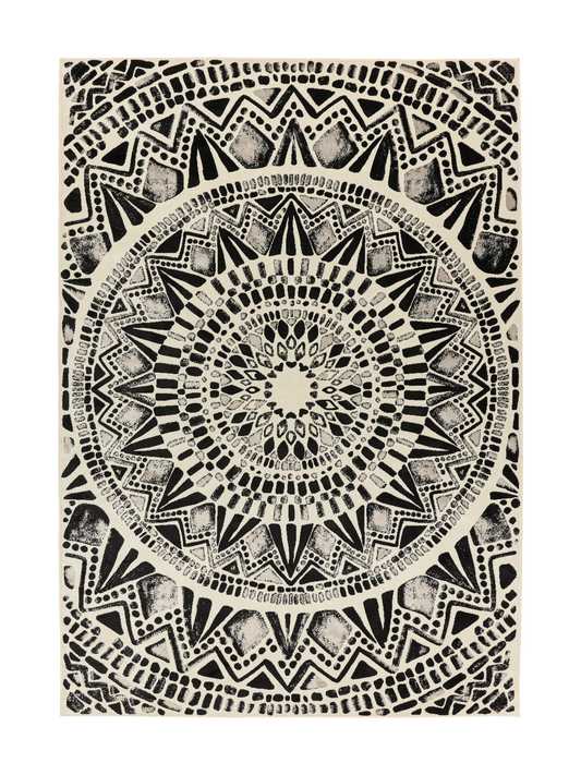 107027-68; Vallila Mosaiikki-matto Musta-valkoinen / 160x230 cm