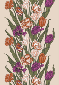3013-101301-3750CF; Vallila Kukoistus-vahakangas 145 cm Terra-violetti / 145 cm 