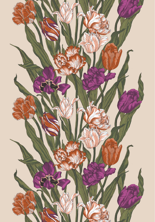 3013-101301-3750CT; Vallila Kukoistus-vahakangasliina Terra-violetti / 140x250 cm 