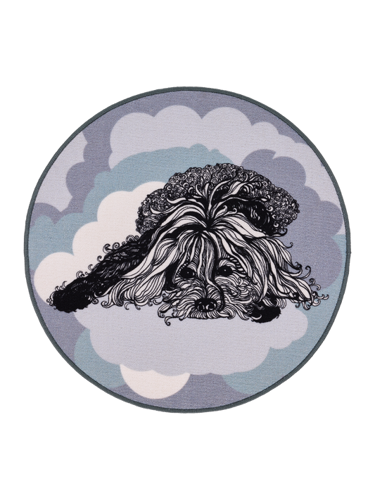 109005-7100; Vallila Naapurin koira -matto Salvianvihreä / Ø80 cm 